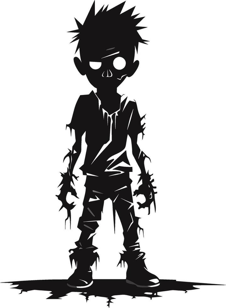 vector zombie silhoutte. standing creepy zombie. angry zombie with dark hollow vector illustration on white background.