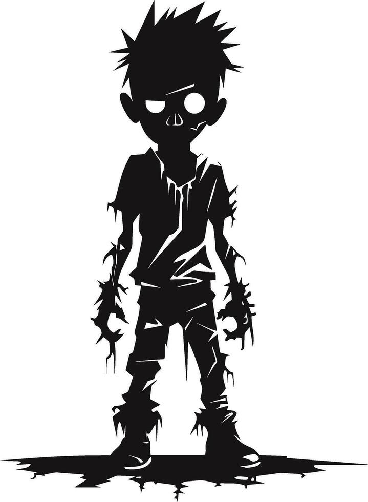 vector zombie silhoutte. standing creepy zombie. angry zombie with dark hollow vector illustration on white background.