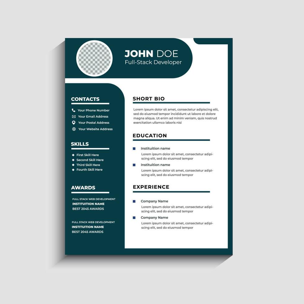 Modern Clean Resume CV Template Design vector