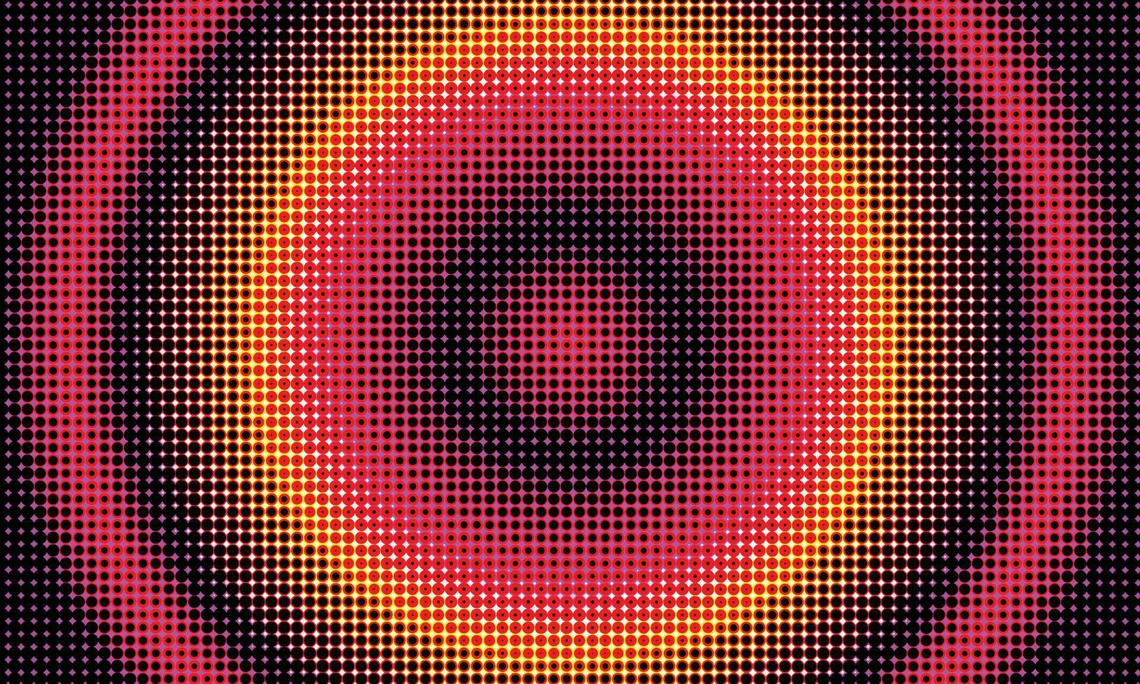 Rounded halftone gradient background template copy space. Radial dot colour gradation backdrop design for poster, banner, landing page, presentation page, brochure, or magazine cover. vector