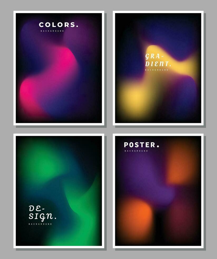 Colorful dynamic gradient mesh background template copy space set. Smooth color gradation backdrop design for poster, banner, brochure, flyer, or magazine cover. vector
