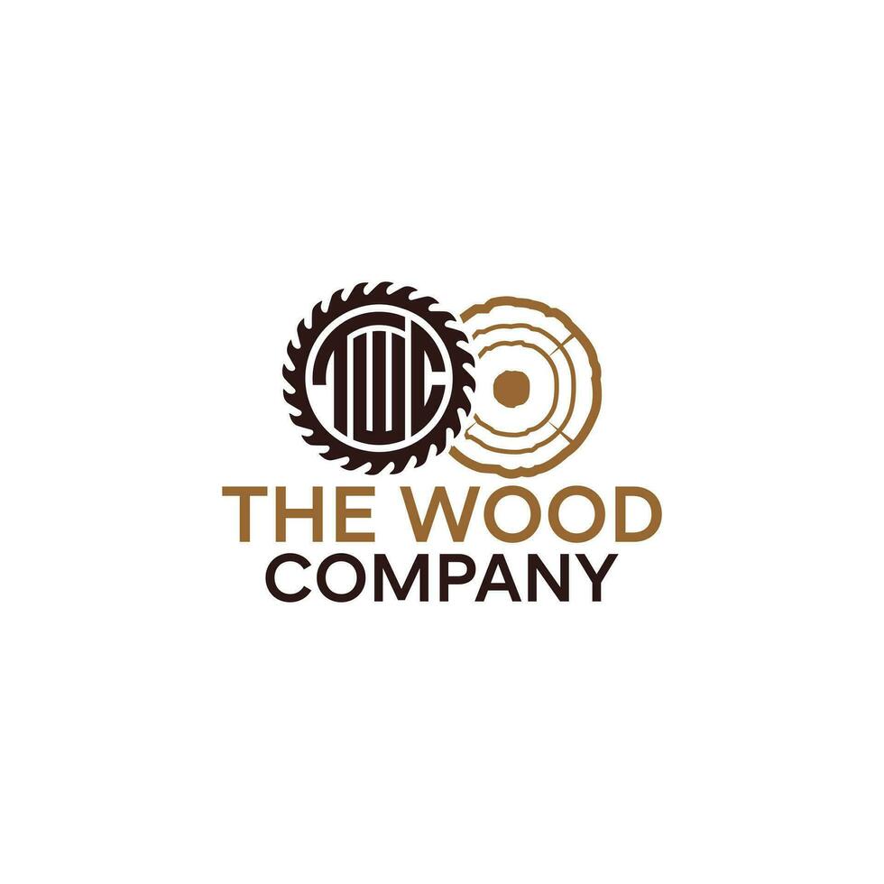 TWC Letter wood company logo, Business Logo Design Icon Alphabet Vector Template