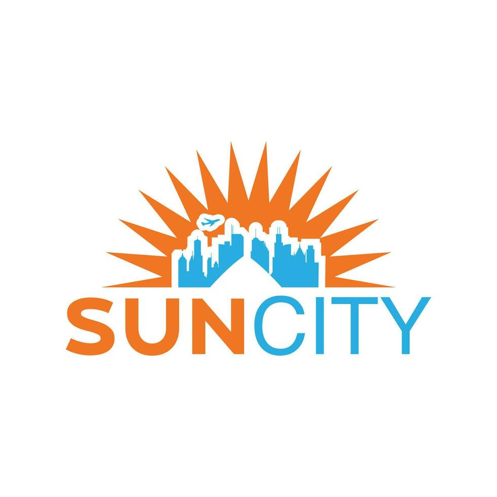 Sun  City   Logo design vector template. Real Estate Architecture Construction Logotype concept icon and combine logo