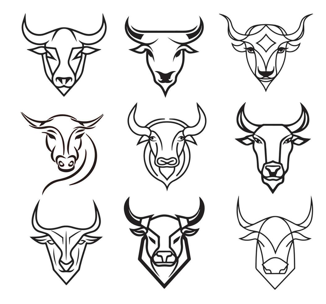 toro logo bosquejo mano dibujado vector ilustración