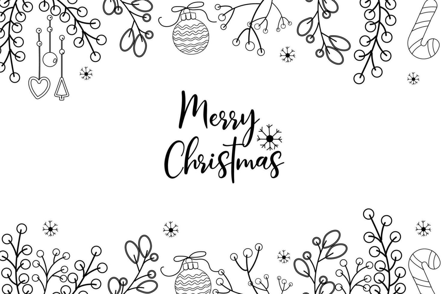Hand drawn outline Christmas background vector