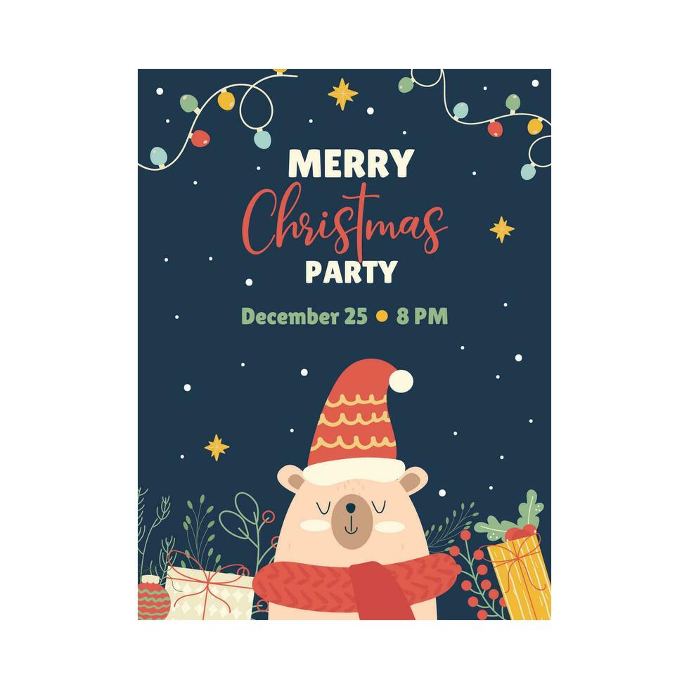 Hand drawn Christmas party invitation template vector