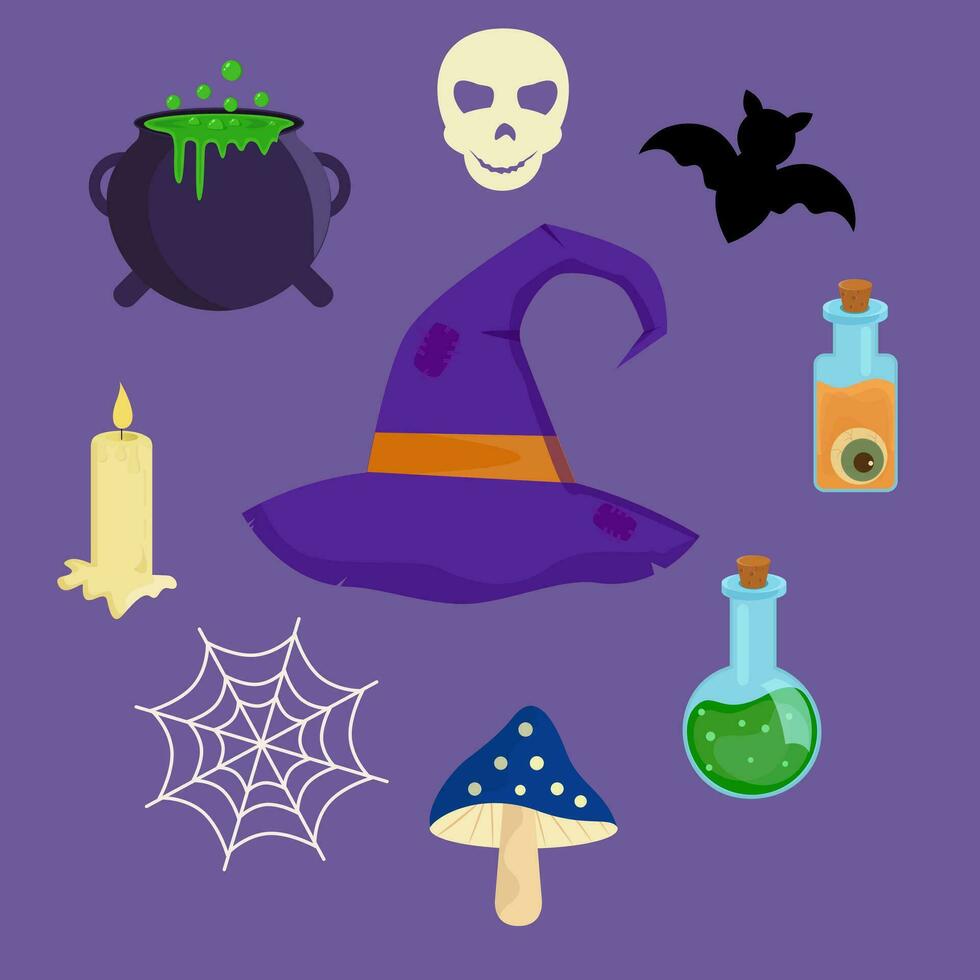 Halloween magical elements set vector