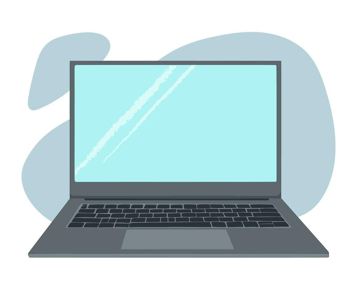 open laptop. vector flat illustration.