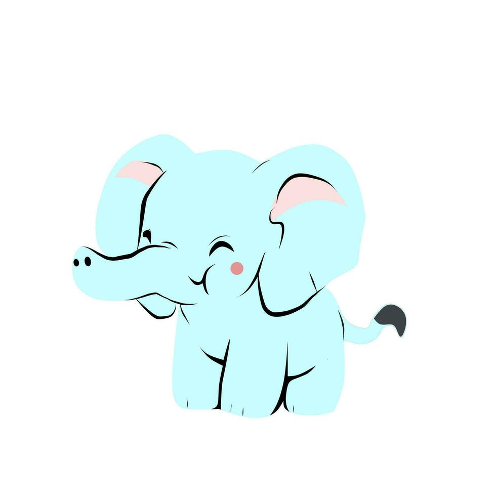 elefante dibujos animados vector logo ilustración azul color