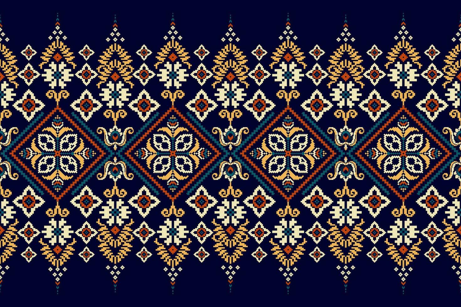 floral cruzar puntada bordado en oscuro púrpura fondo.geometrico étnico oriental modelo tradicional.azteca estilo resumen vector ilustración.diseño para textura,tela,ropa,envoltura,decoración.