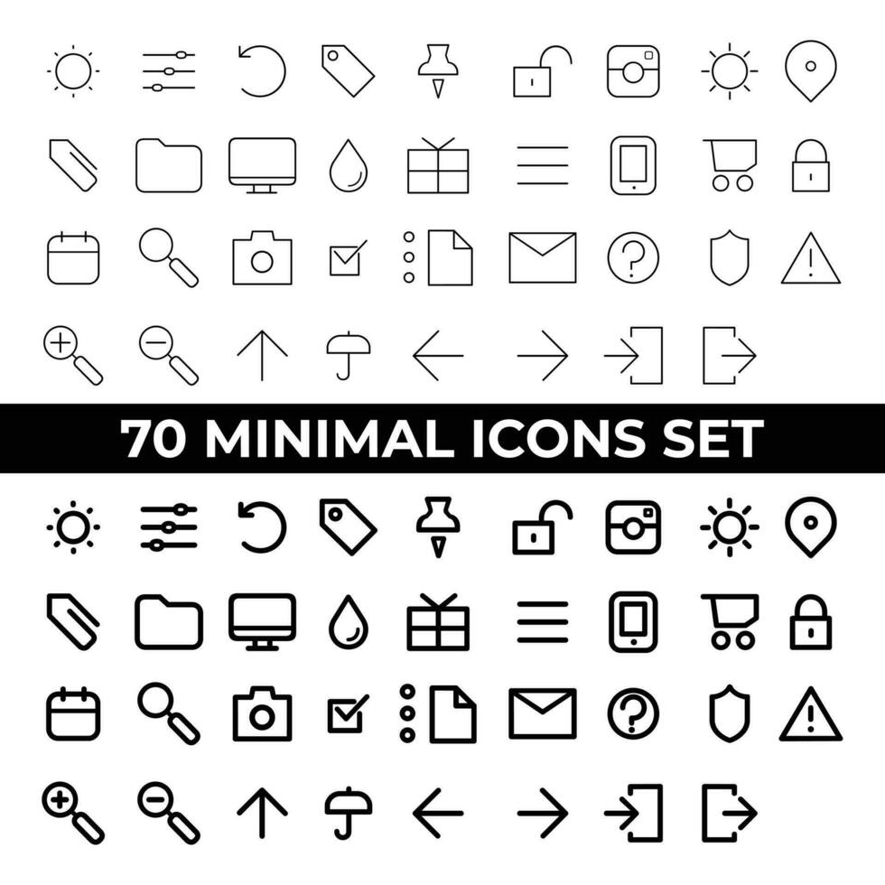 Modern Minimal Web and social media Icon Set vector