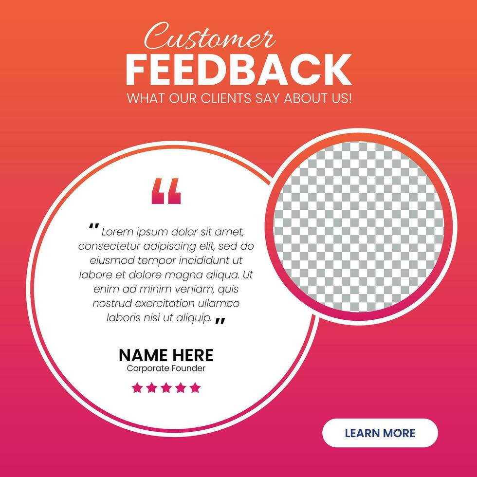 Customer feedback testimonial social media post web banner template vector