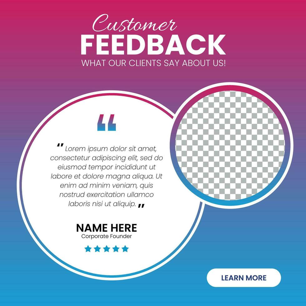 Customer feedback testimonial social media post web banner template vector