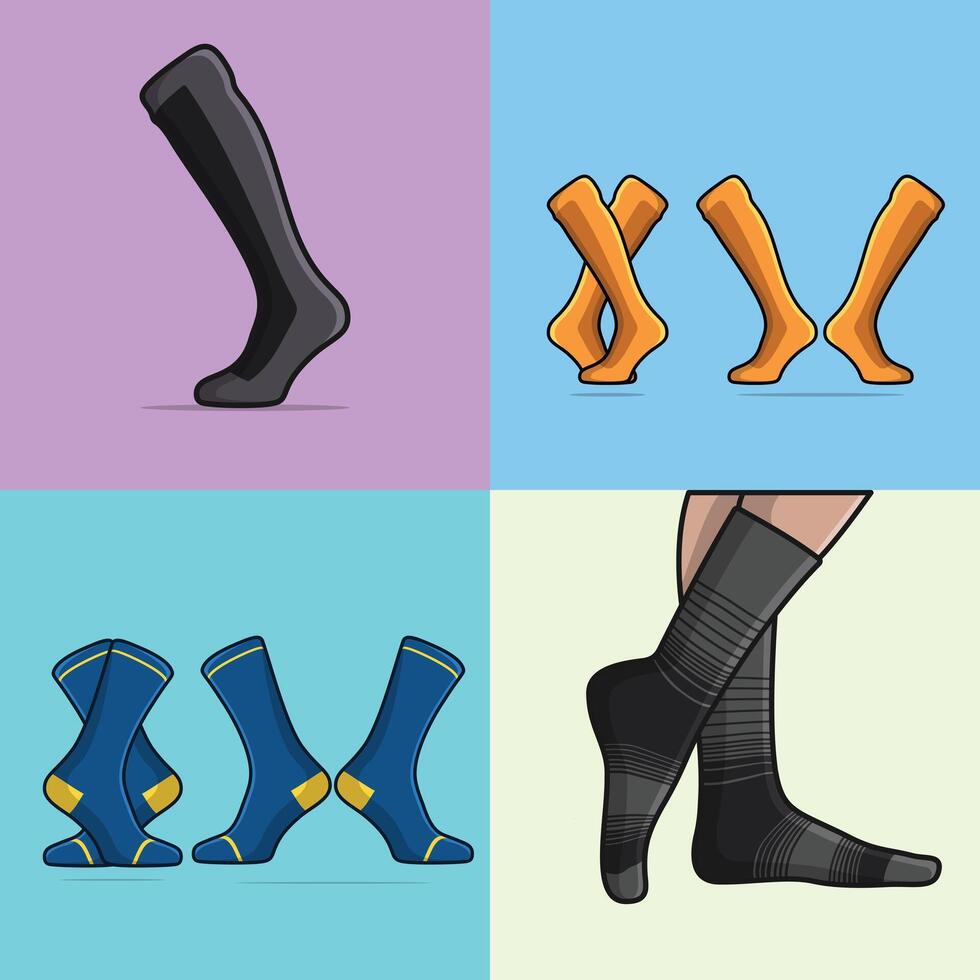 Collection Of Men and Women Socks Pair in different Style vector illustration.