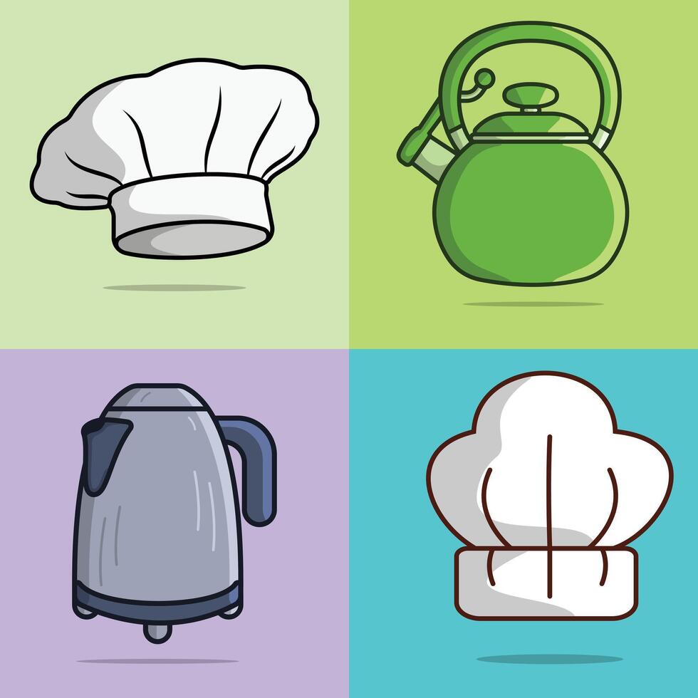 conjunto de cocina y restaurante elementos vector ilustración.