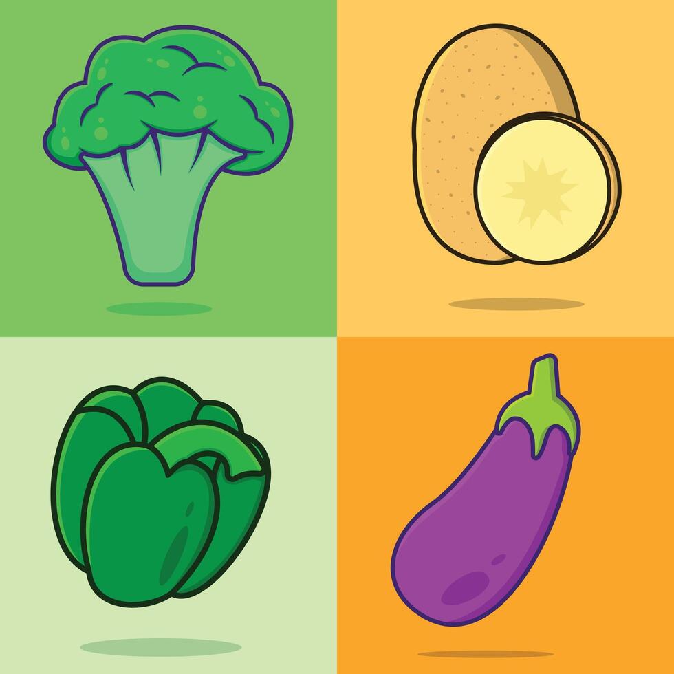 Fresh Garden Vegetables set vector illustration.