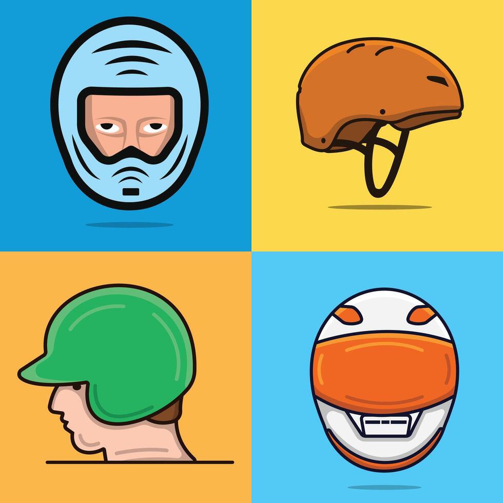 conjunto de deporte la seguridad casco equipo vector ilustración.