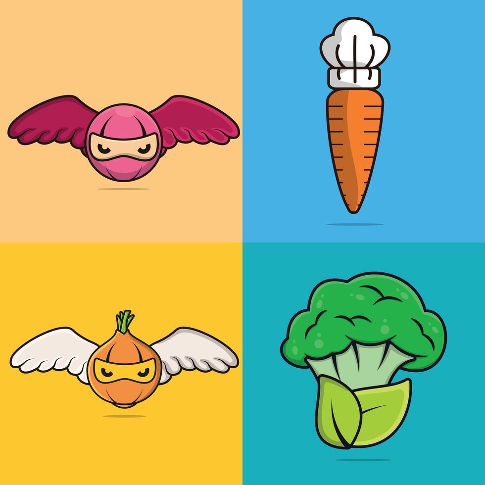 Fresh Garden Vegetables set vector illustration.