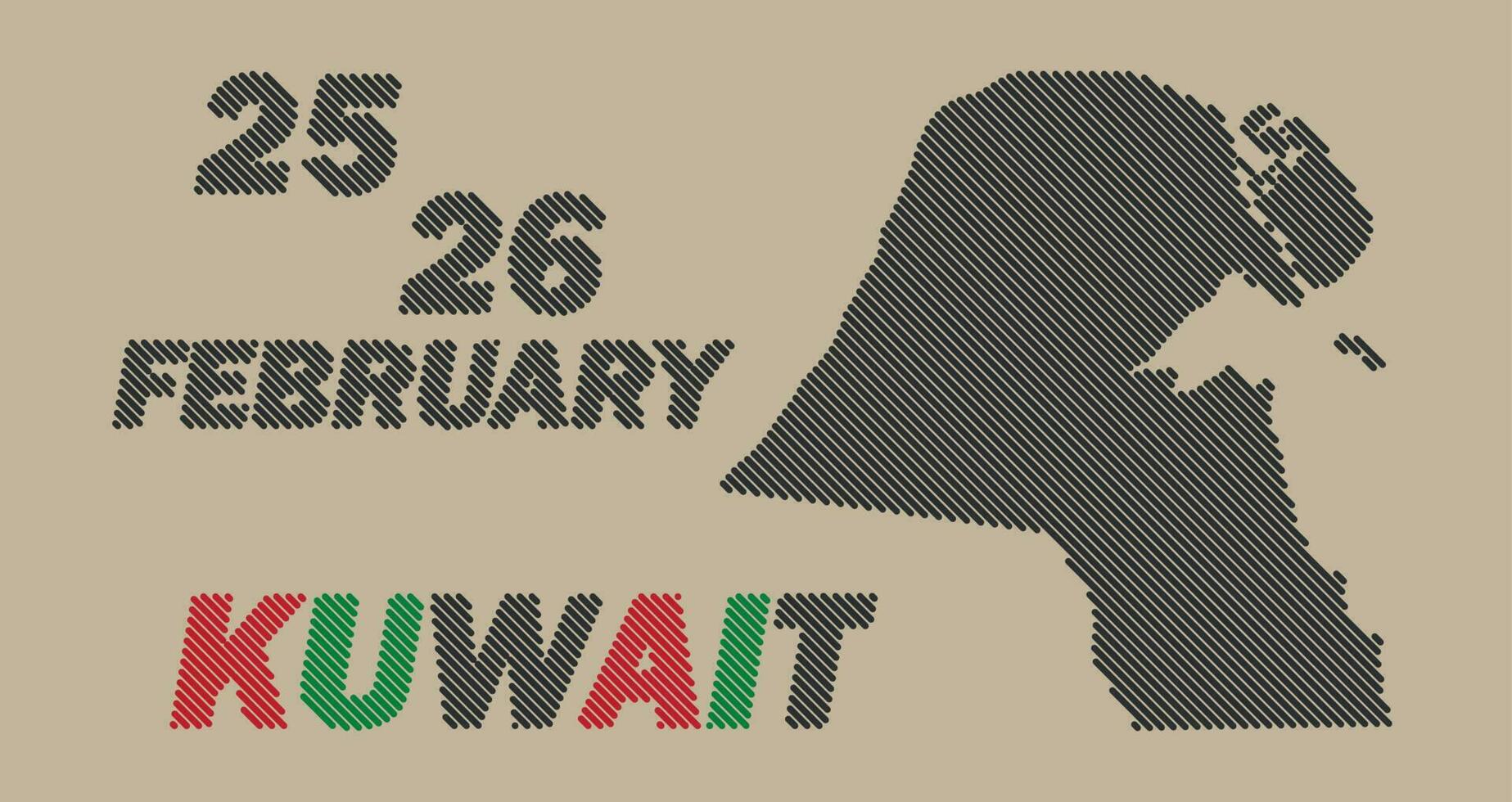 Kuwait país mapa forma muestra línea de diseño vector