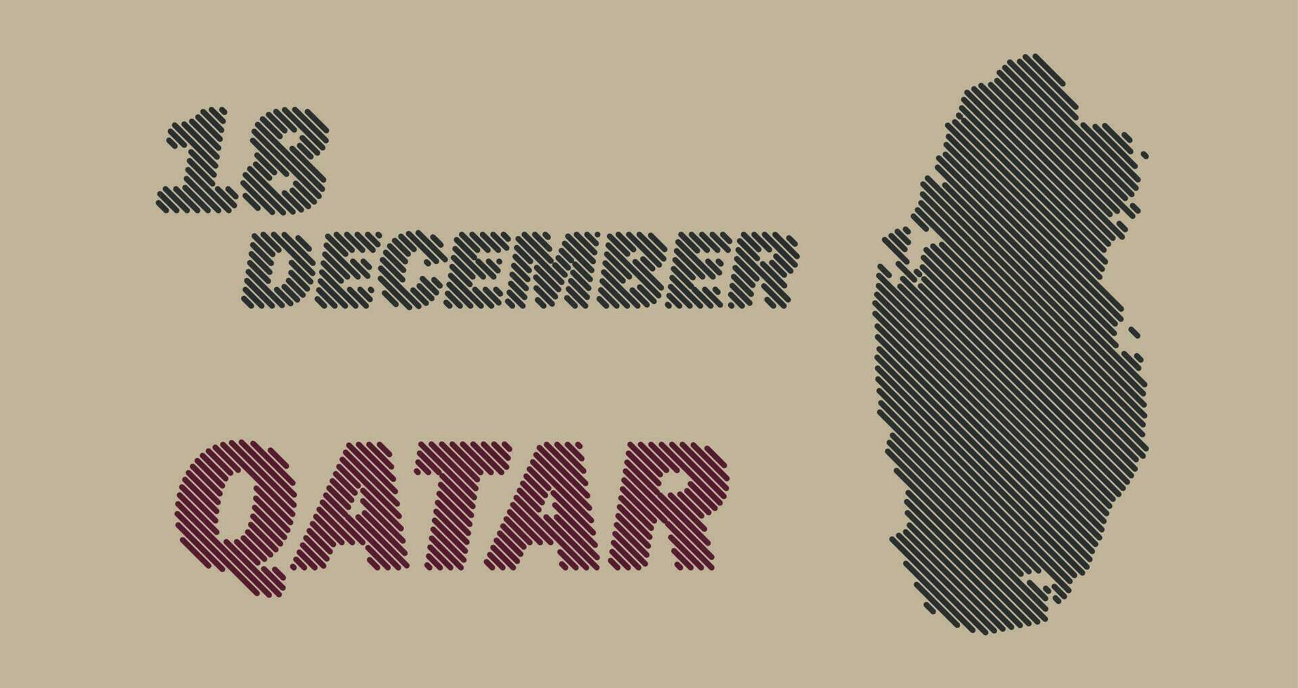 QATAR country stripy map grid shape sample design-line vector