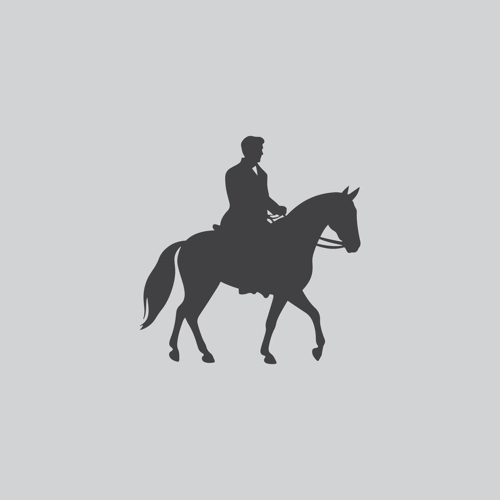 silueta de un hombre montando un caballo ecuestre deporte vector