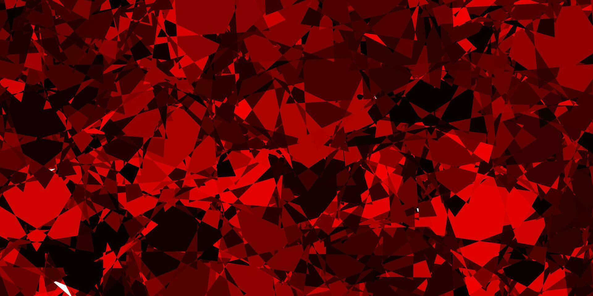 Telón de fondo de vector rojo oscuro con triángulos, líneas.
