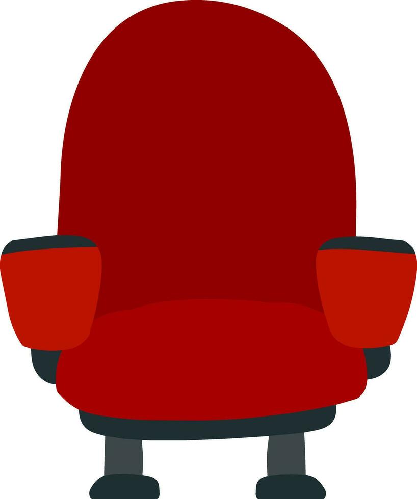 Cinema chair. Red armchair. Place to watch movie. The Soft seat. Cartoon flat illustration isolated on white. vector