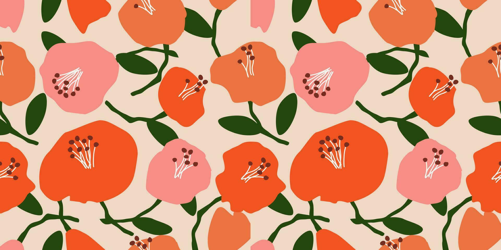 mano dibujado flores, sin costura patrones con floral para tela, textiles, ropa, envase papel, cubrir, bandera, interior decoración, resumen antecedentes. vector