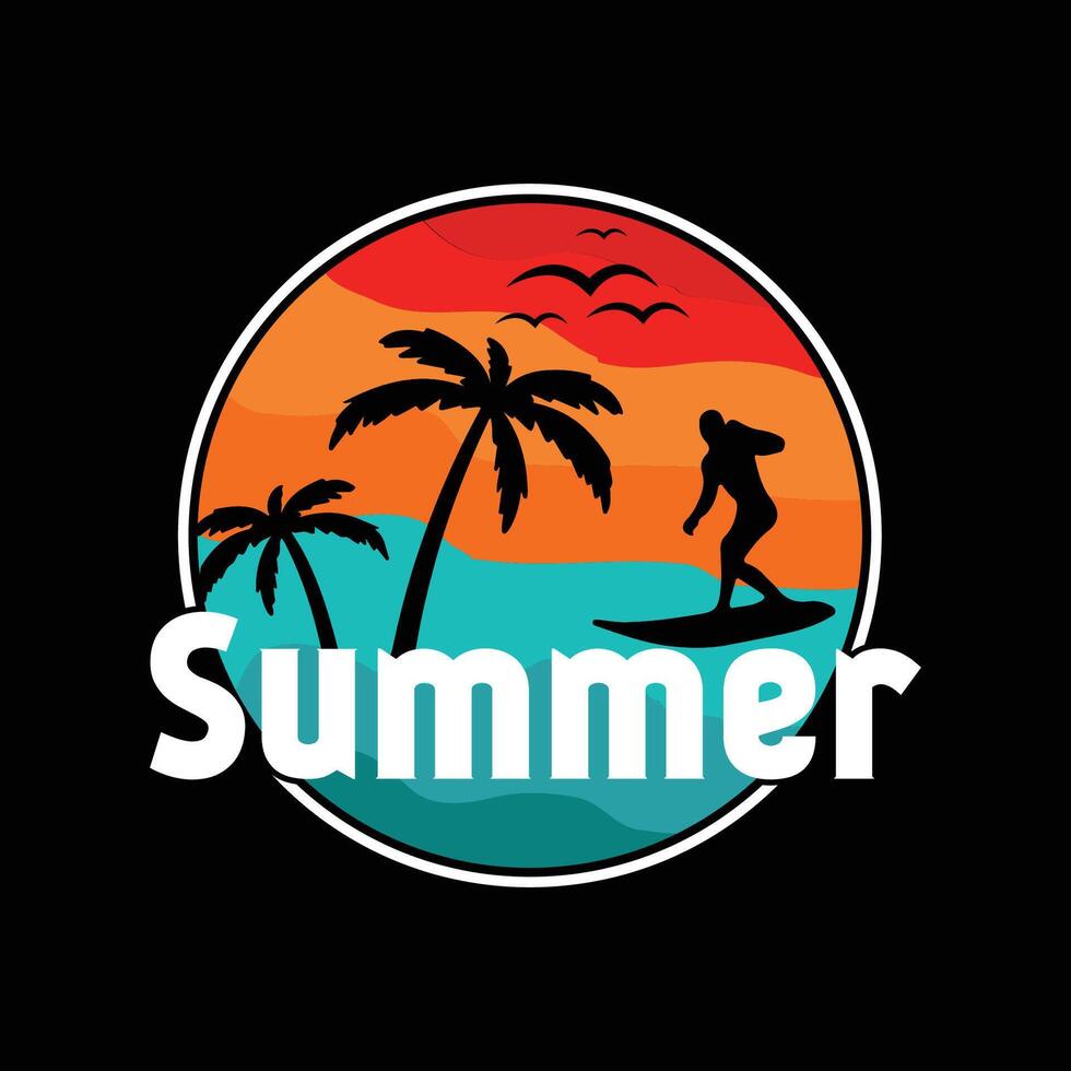 summer vector vintage hawaii surfing label 2