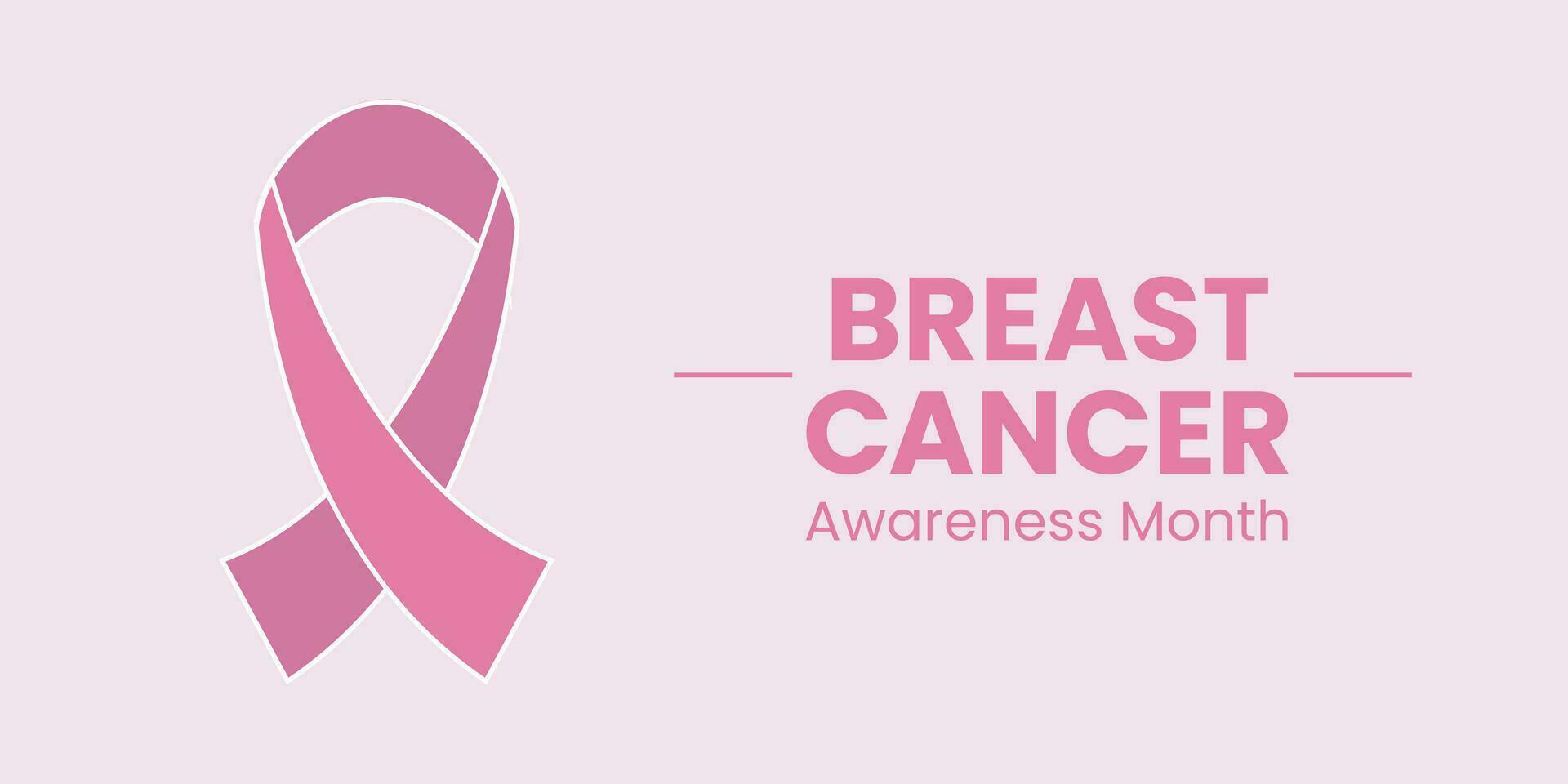 Breast Cancer Vector Banner, Poster for Social Media Use. October breast cancer emblem sign for awareness month with pink ribbon symbol. Realistic pink ribbon. Poster template. Vector illustration.