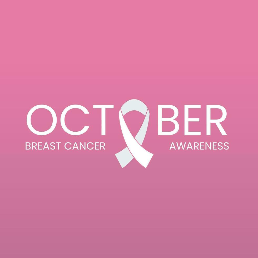 Breast Cancer Vector Banner, Poster for Social Media Use. October breast cancer emblem sign for awareness month with pink ribbon symbol. Realistic pink ribbon. Poster template. Vector illustration.