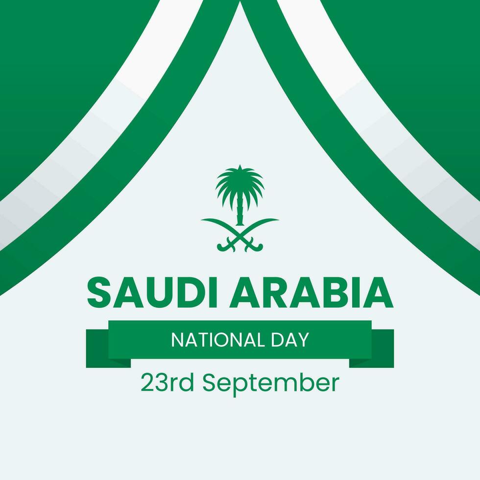 Saudi Arabia National Day Banner or Post Template with Flags. Happy Independence Day Saudi Arabia 23rd September. vector