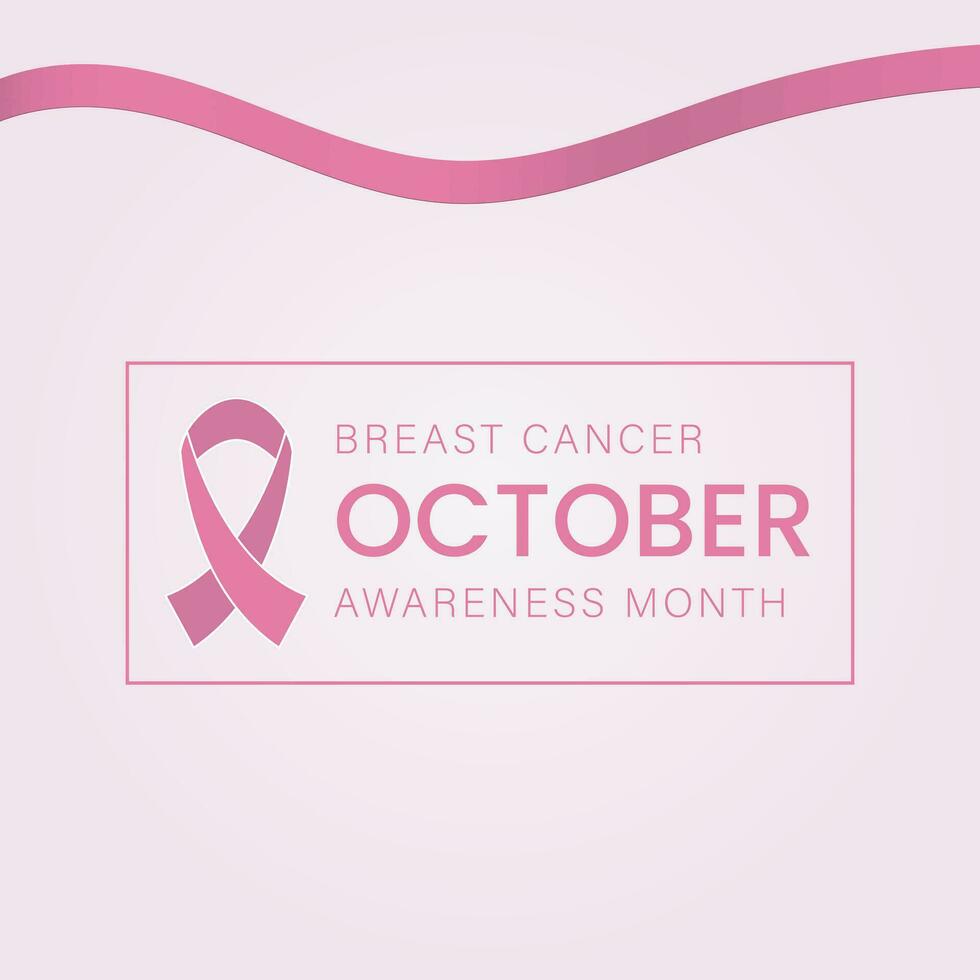 Breast Cancer Vector Banner, Poster for Social Media Use. October breast cancer emblem sign for awareness month with pink ribbon symbol. Realistic pink ribbon. Poster template. Vector illustration.