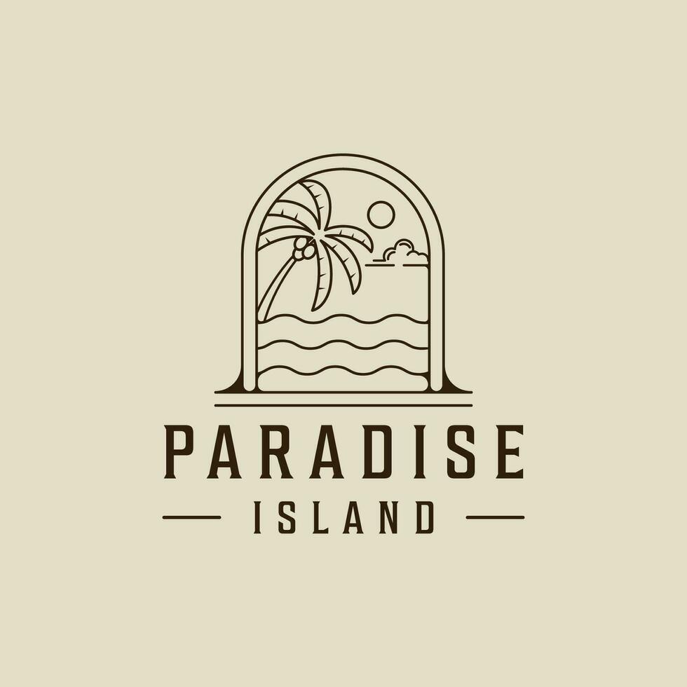 palm tree logo line art simple vector minimalist illustration template icon graphic design. island or beach sign or symbol for travel or adventure outdoor business with badge