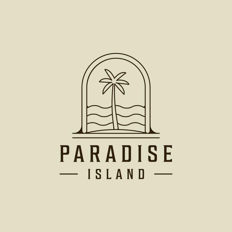 palm tree logo line art simple vector minimalist illustration template icon graphic design. island or beach sign or symbol for travel or adventure outdoor business with badge