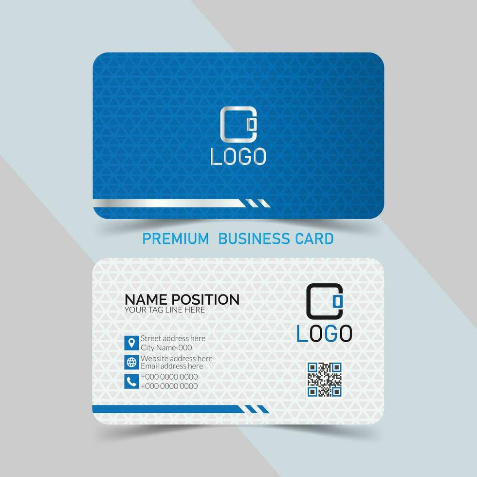 Blue and white modern business card layout vector