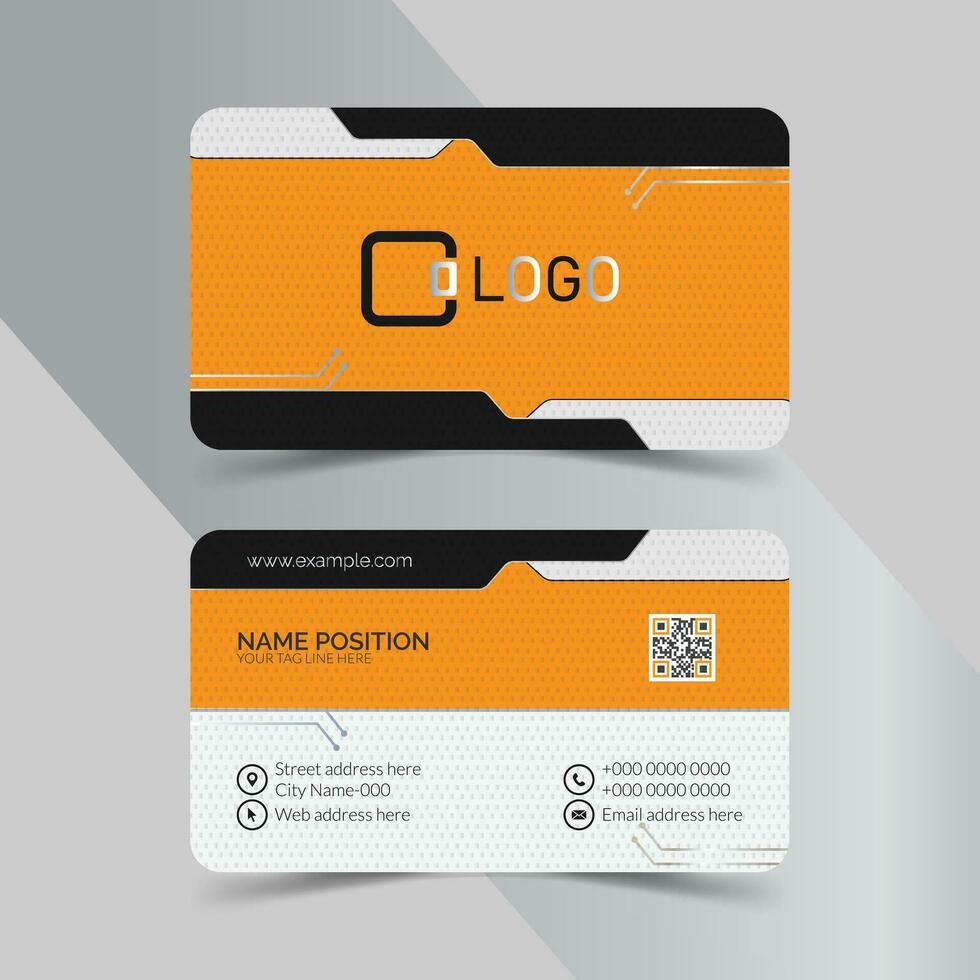 Modern Creative and Clean Business Card Template with yellow and dark color vector