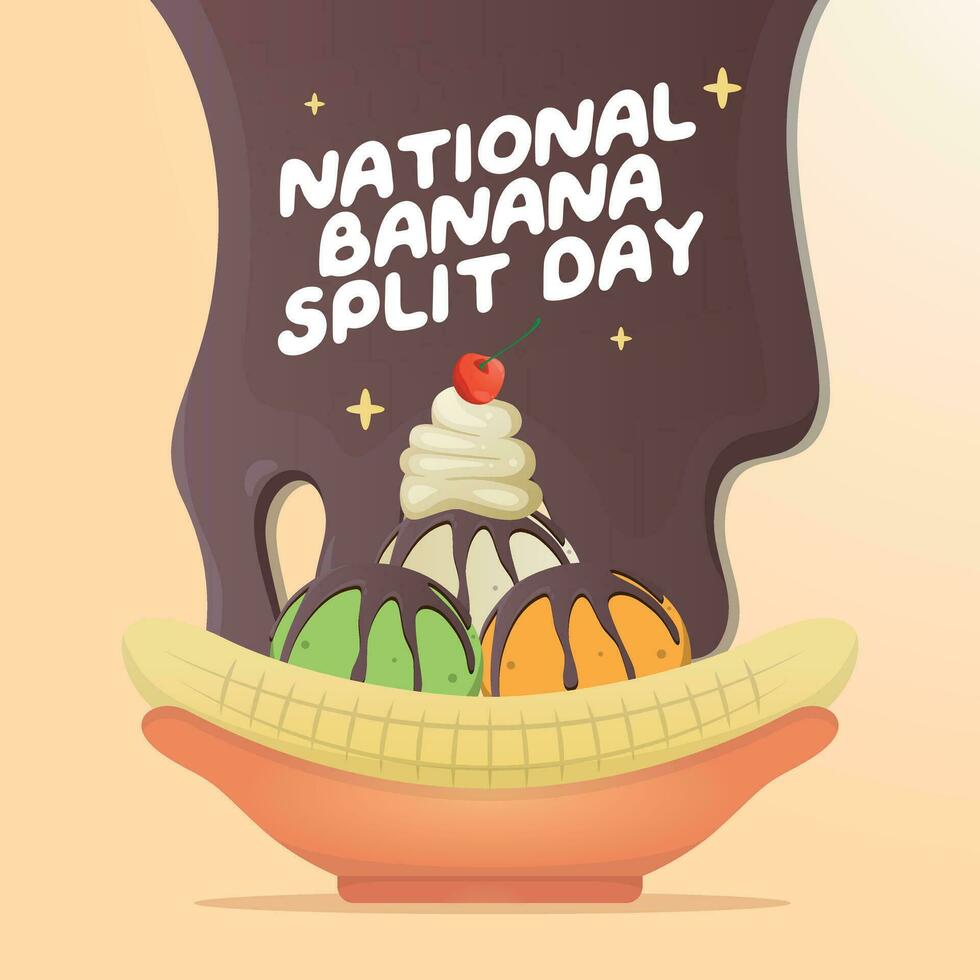 national banana split day design template good for celebration. banana split illustration design. vector illustration. flat design. eps 10.