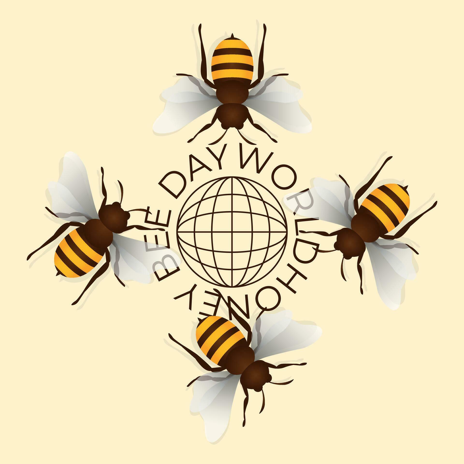 World honey bee day design template suitable for celebration. Honey bee