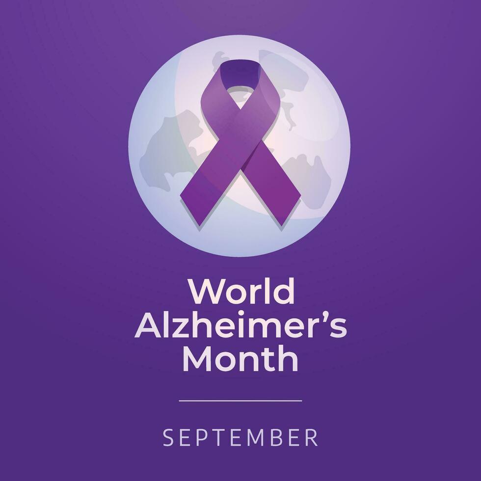 World alzheimer's month design template good for celebration. purple ribbon design illustration. ribbon vector. flat design. eps 10. vector