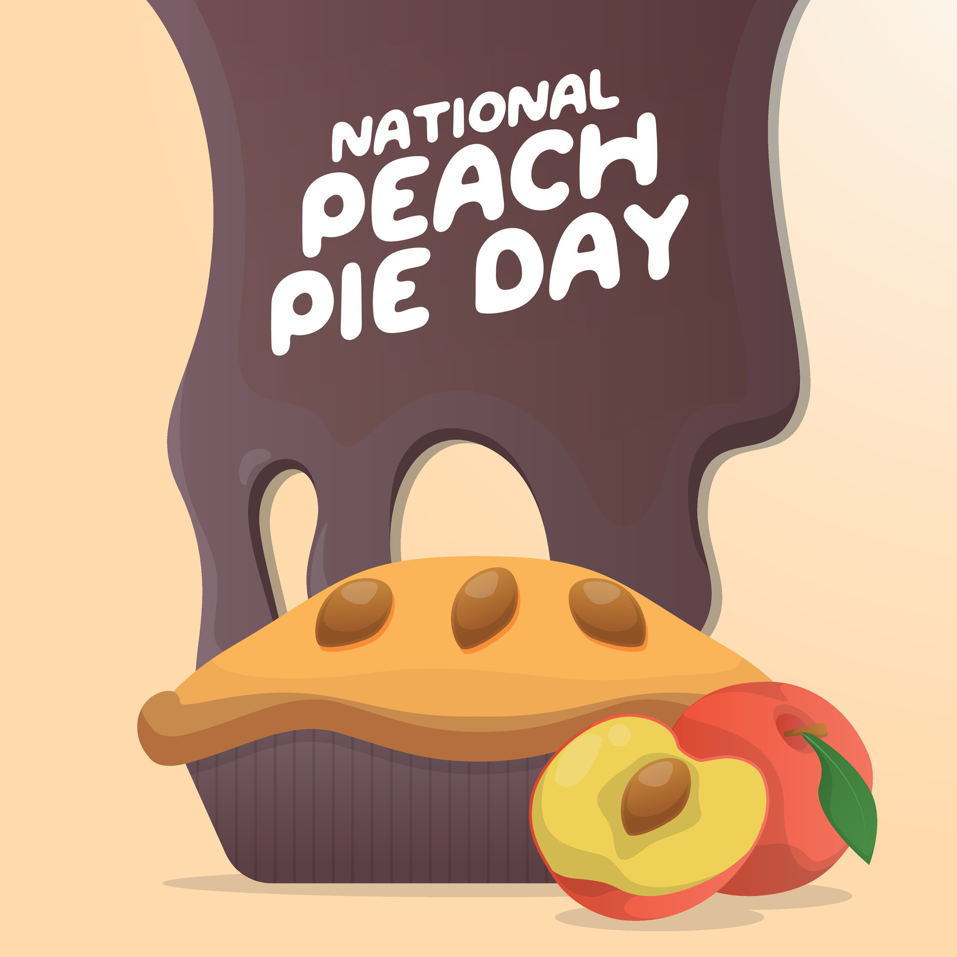 National peach pie day design template good for greeting. pie vector