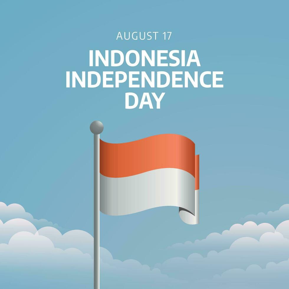 Indonesia independence day design template good for celebration greeting. indonesia flag vector design. red and white flag of indonesia. flat design. eps 10.