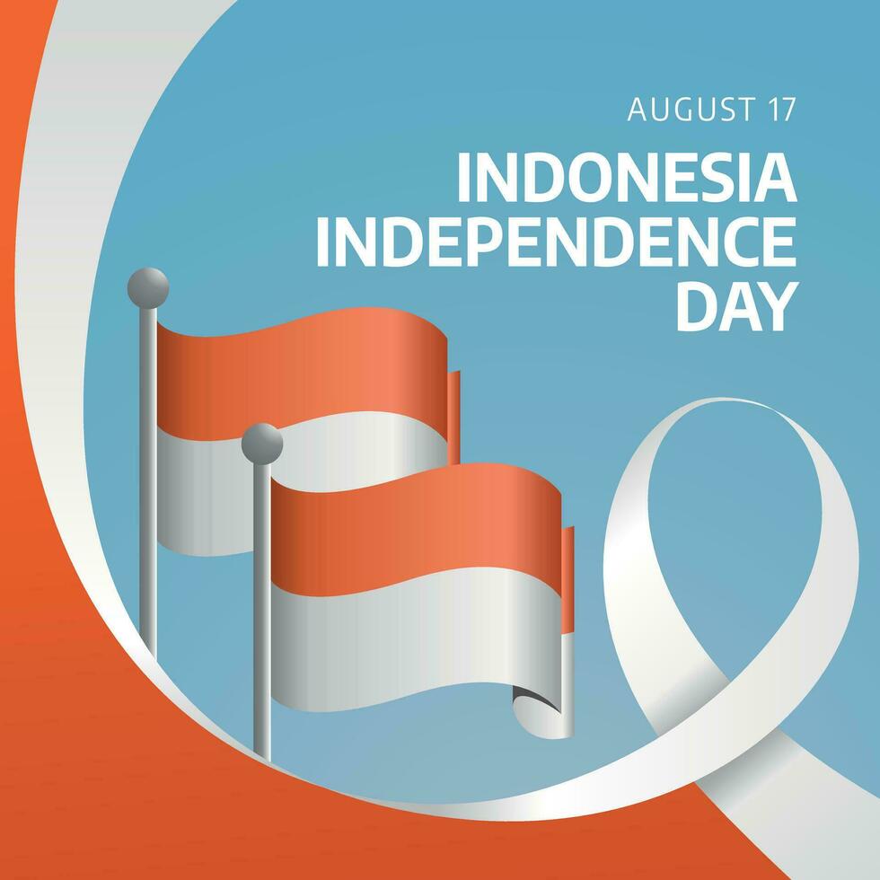 Indonesia independence day design template good for celebration greeting. indonesia flag vector design. red and white flag of indonesia. flat design. eps 10.