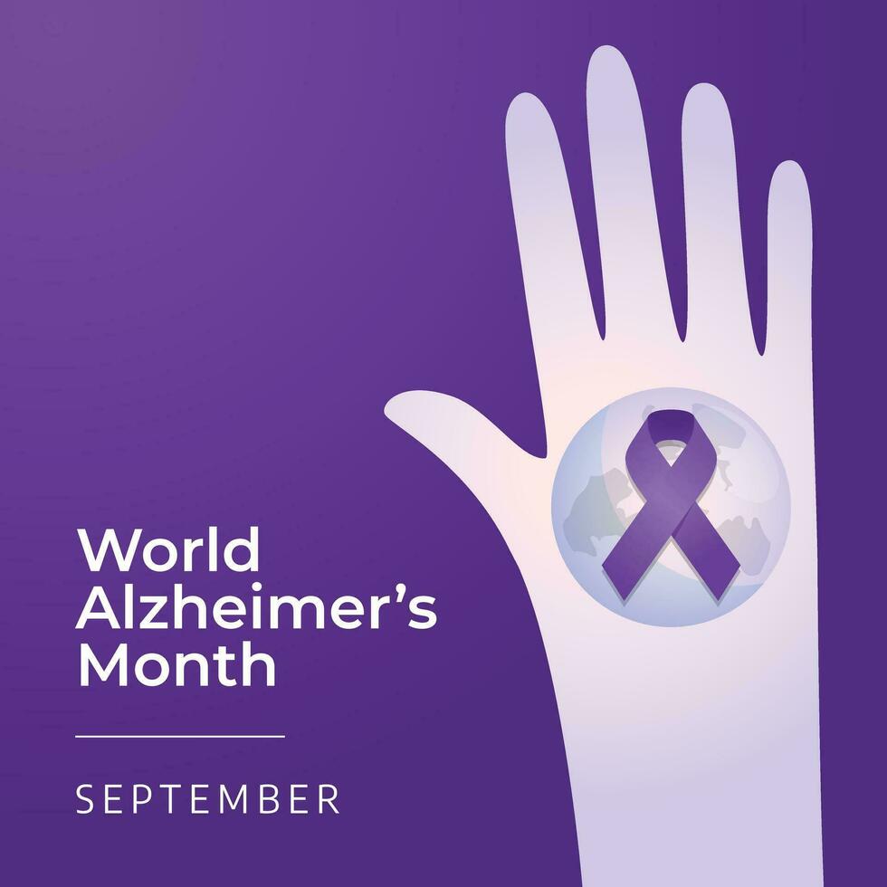 World alzheimer's month design template good for celebration. purple ribbon design illustration. ribbon vector. flat design. eps 10. vector