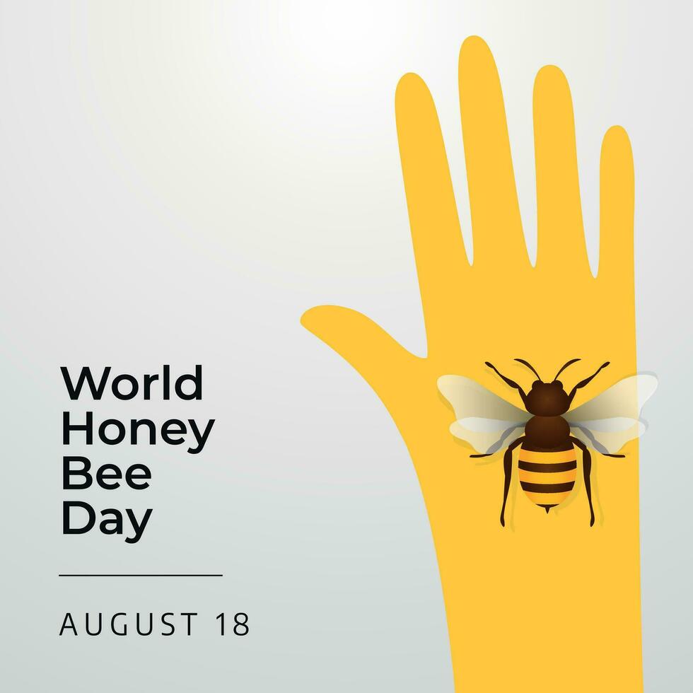 World honey bee day design template suitable for celebration. Honey bee vector design. Bee illustration. Flat design. Honeycomb icon. Globe icon.