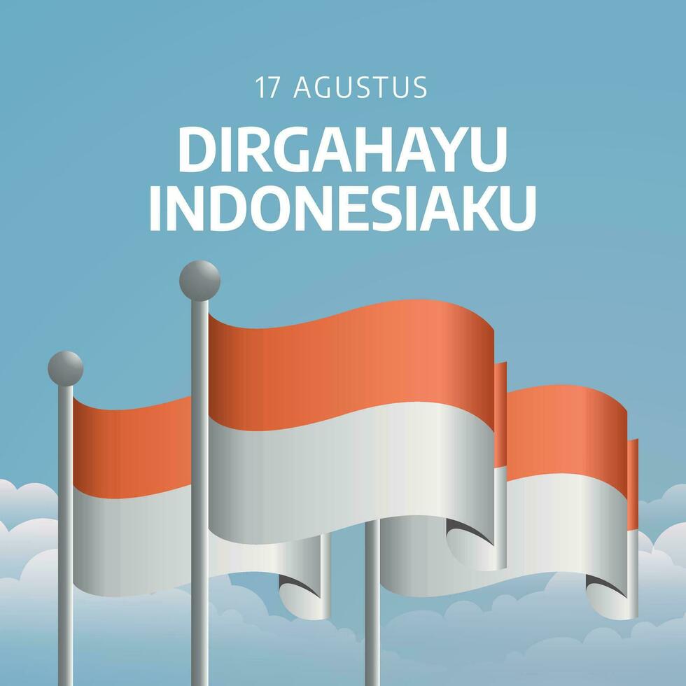 Indonesia independence day design template good for celebration greeting. indonesia flag vector design. red and white flag of indonesia. flat design. eps 10.