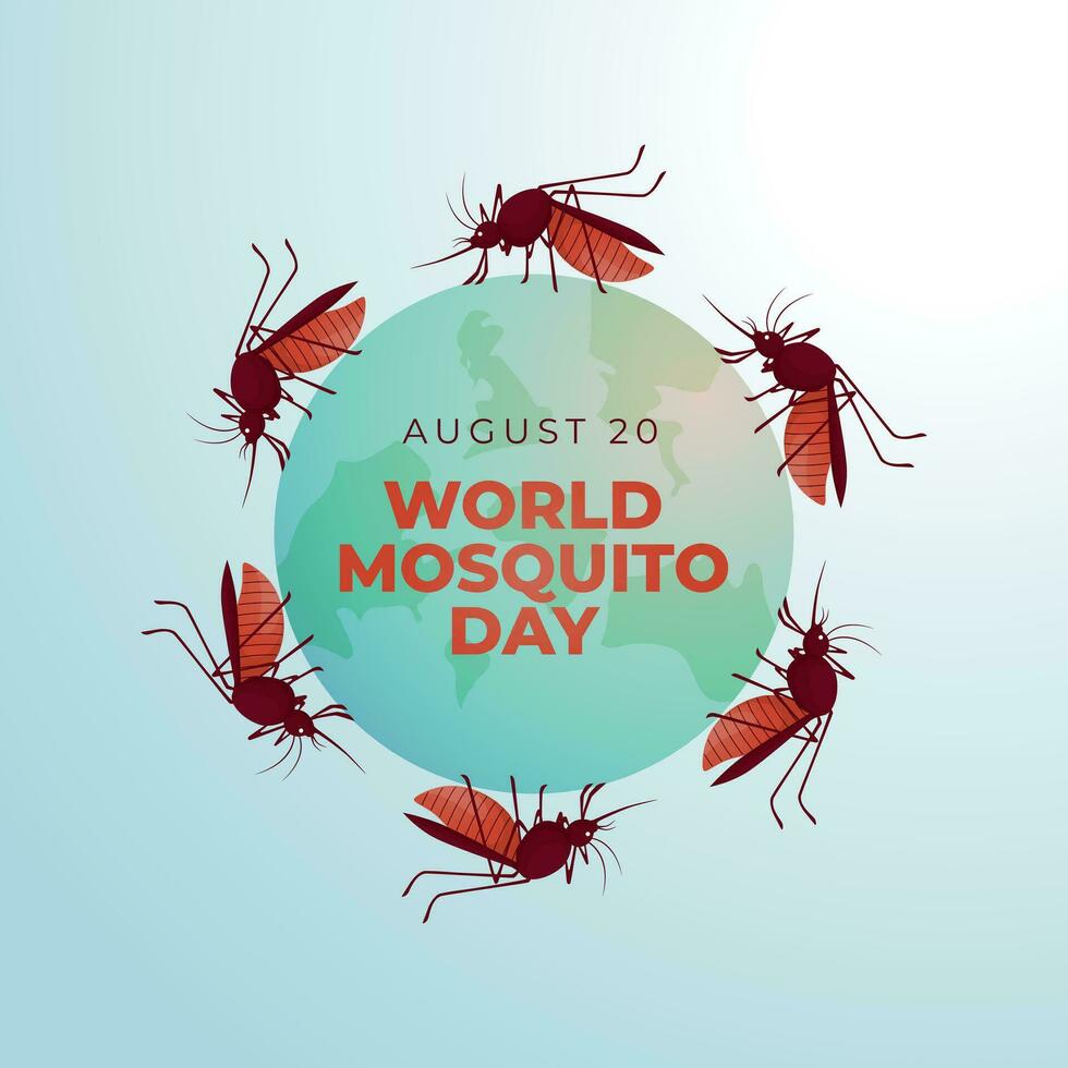 World mosquito day design template good for celebration. mosquito illustration design. flat mosquito design. eps 10. globe illustration. vector