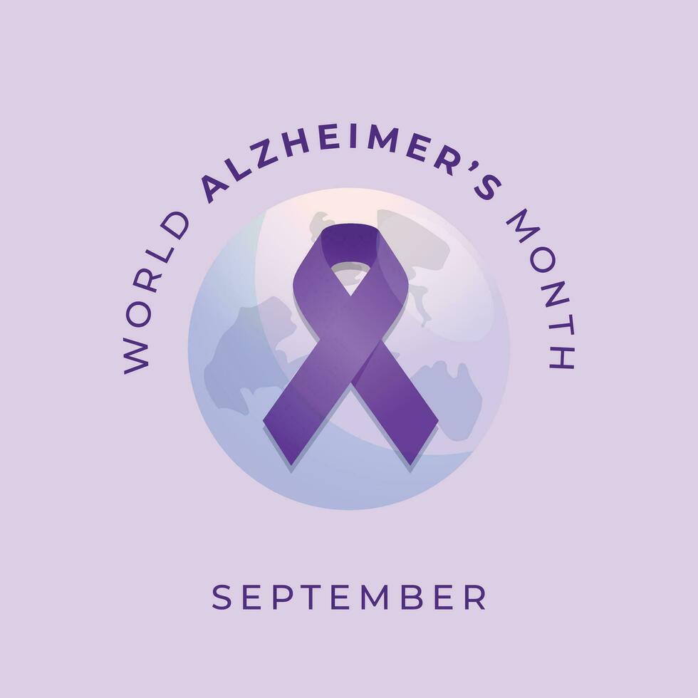 World alzheimer's month design template good for celebration. purple ribbon design illustration. ribbon vector. flat design. eps 10. vector