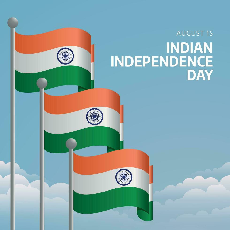 Indian independence day design template good for celebration. Indian flag illustration. Flag design. Flat design template. vector