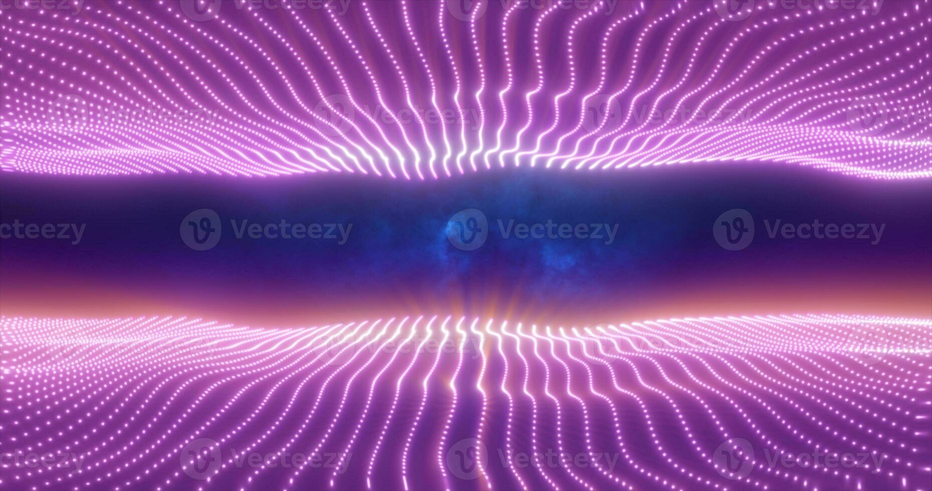 resumen púrpura energía olas desde partículas encima y abajo el pantalla mágico brillante brillante futurista de alta tecnología antecedentes foto